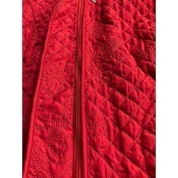 R.Q.T. Quilted‎ Embroidered Zip Up Collared Blazer Red Size Small Petite Pockets - Picture 5 of 14